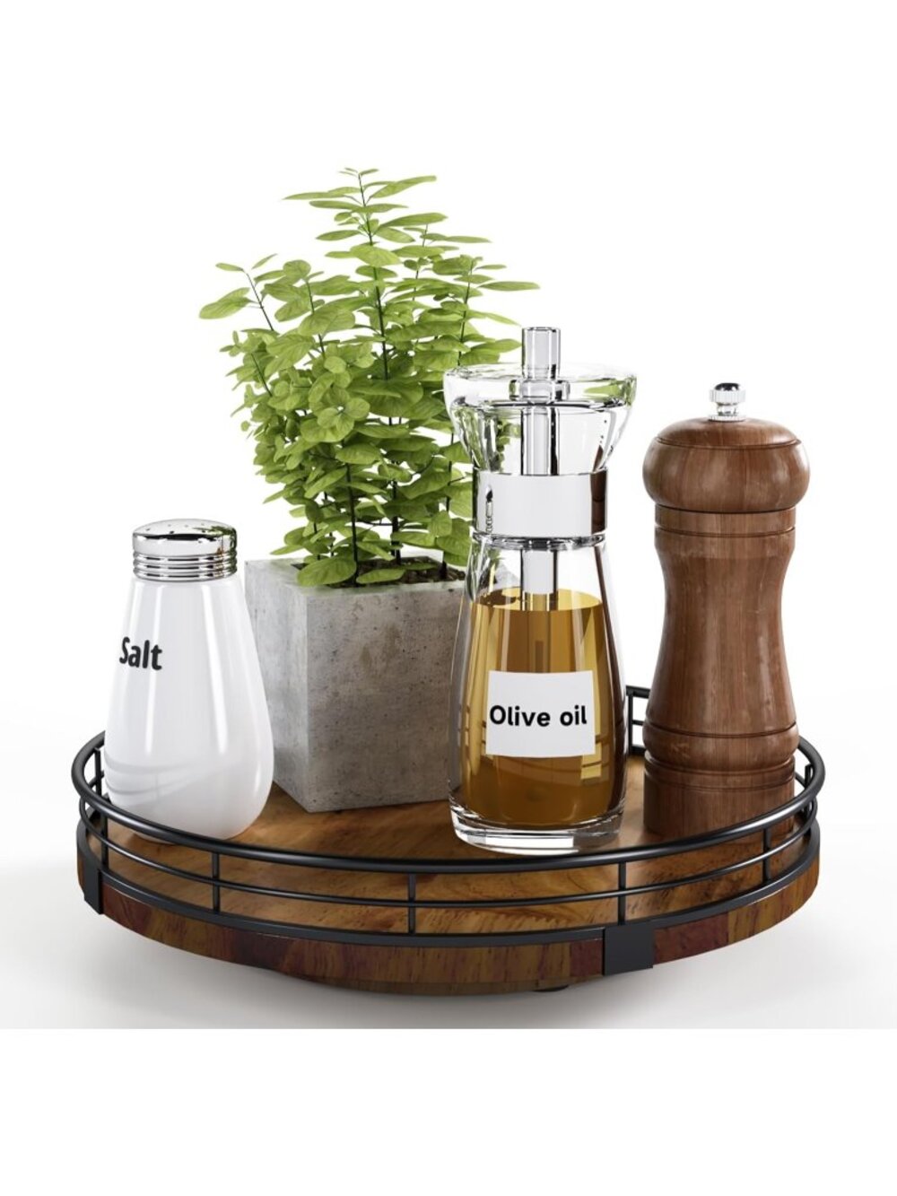 New Farmhouse Oak 9 inch Lazy Susan Turntable Cabinet Pantry Table Organizer